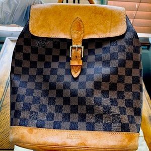 Louie Vuitton Damier Ebene Centenaire 8783 Edition Brown Coated Canvas Backpack